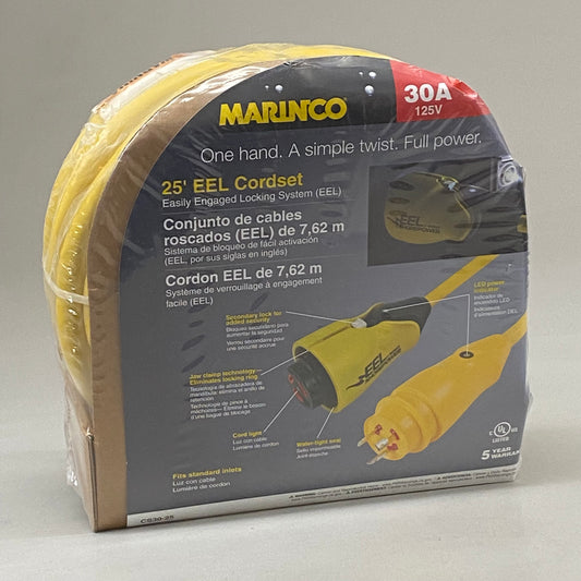 MARINCO 30A,125V Easily Engaged Locking System 25' Yellow CS30-25