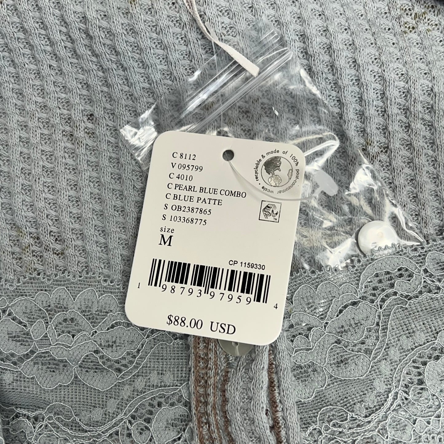 FREE PEOPLE Let's Party Cardi-print Women's Sz M Pearl Blue Combo 103368767