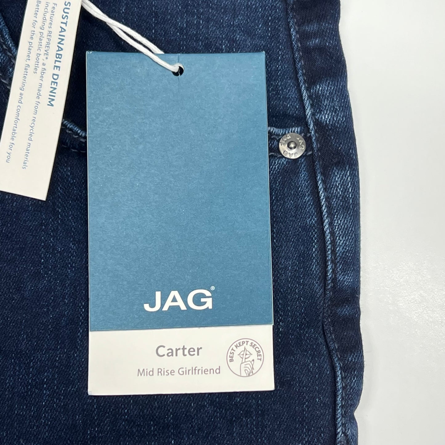 JAG Carter Girlfriend Jeans Elastic Waist Women's Sz 8/26 10" Mid-Rise Midnight