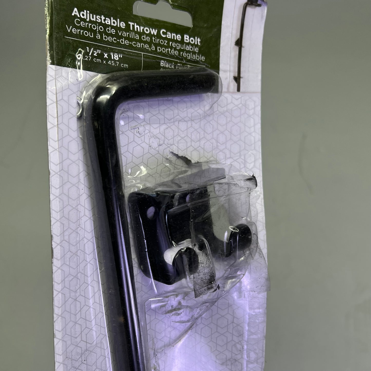 ZA@ NATIONAL HARDWARE Cane Bolt Gate Latch 1/2" x 18" Black N177-188