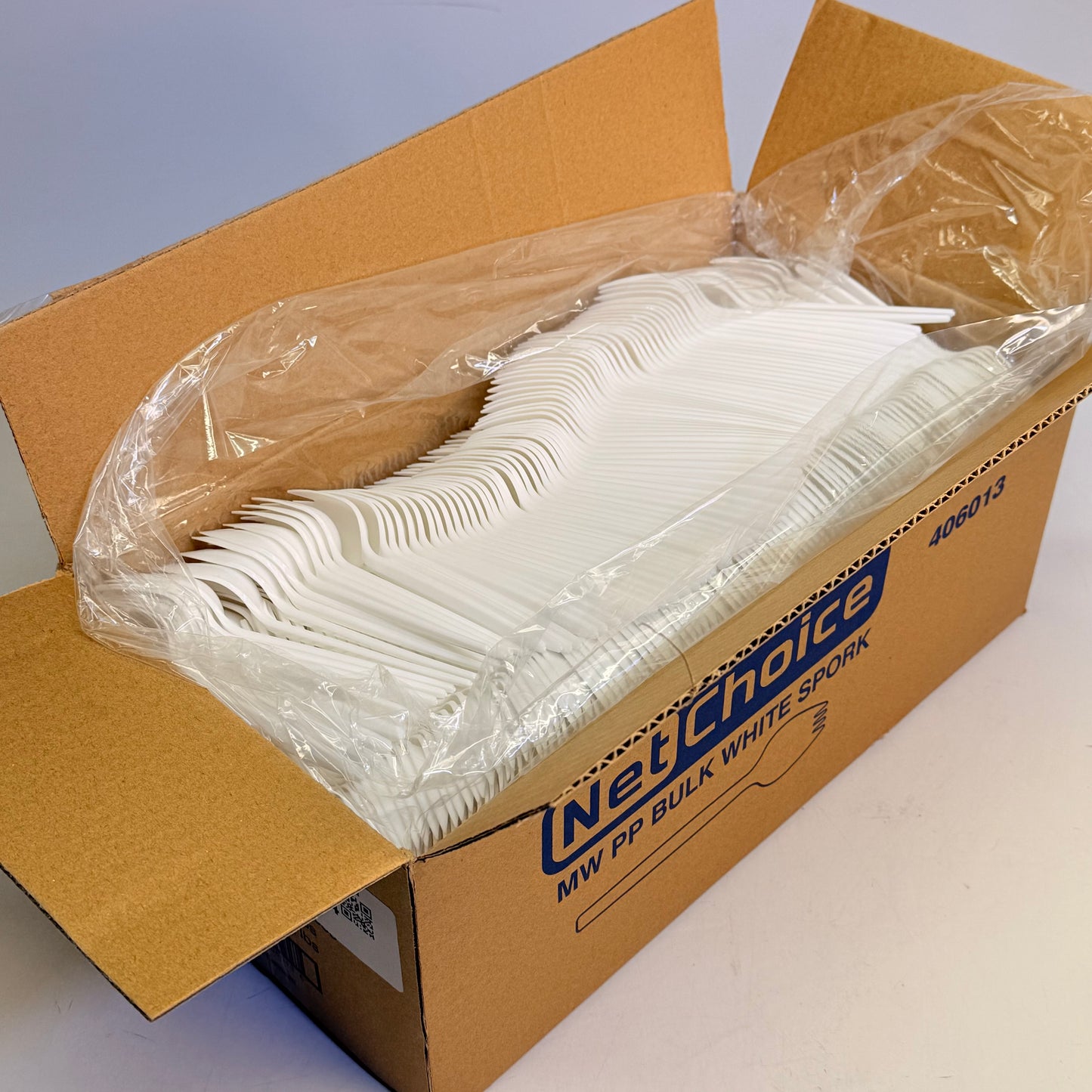 ZA@ NETCHOICE (Box Of 1000) White Spork Medium Weight Polypropylene 406013 G