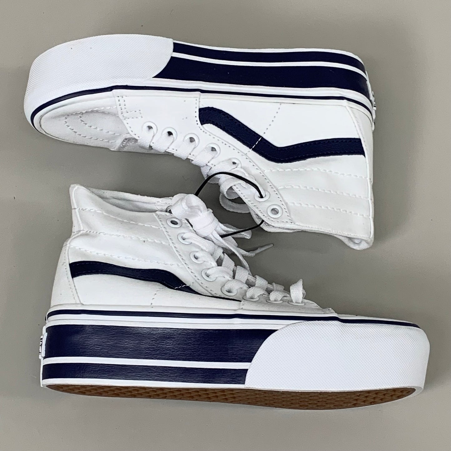 VANS Sk8-Hi Canvas Tapered Platform Sneaker Men's SZ 3.5 Women's SZ 5 Navy/White