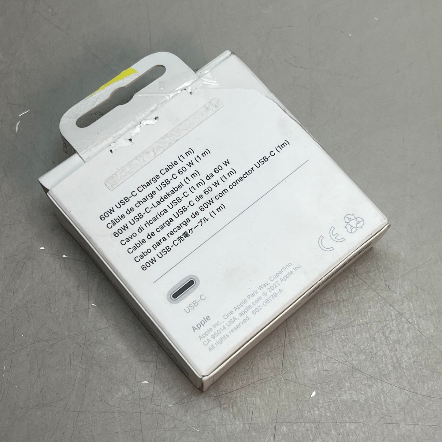 APPLE Two Sided USB-C Woven Charge Cable (1 M) 60 Watt White MQKJ3AM/A (Return)