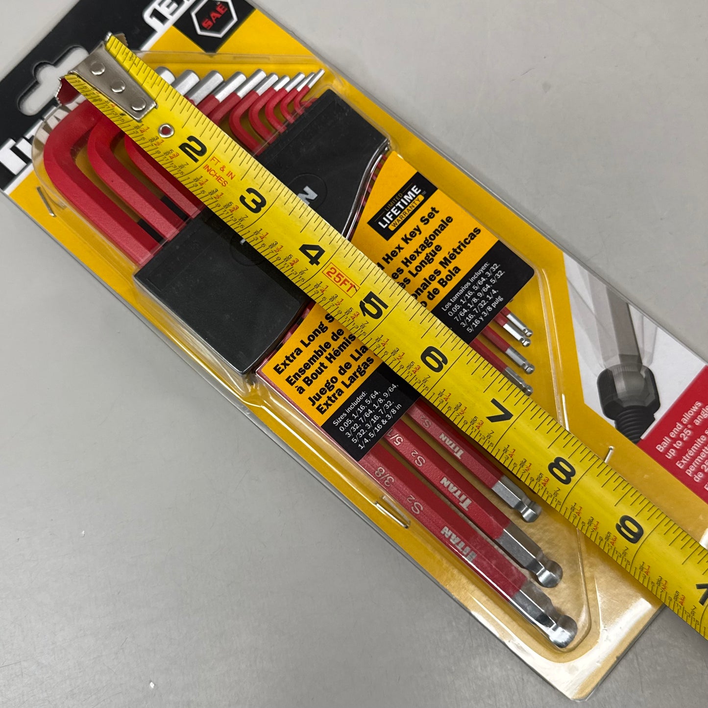 TITAN (13 Pieces) Extra Long SAE Ball End Hex Key Set 0.05-3/8" Red 12713