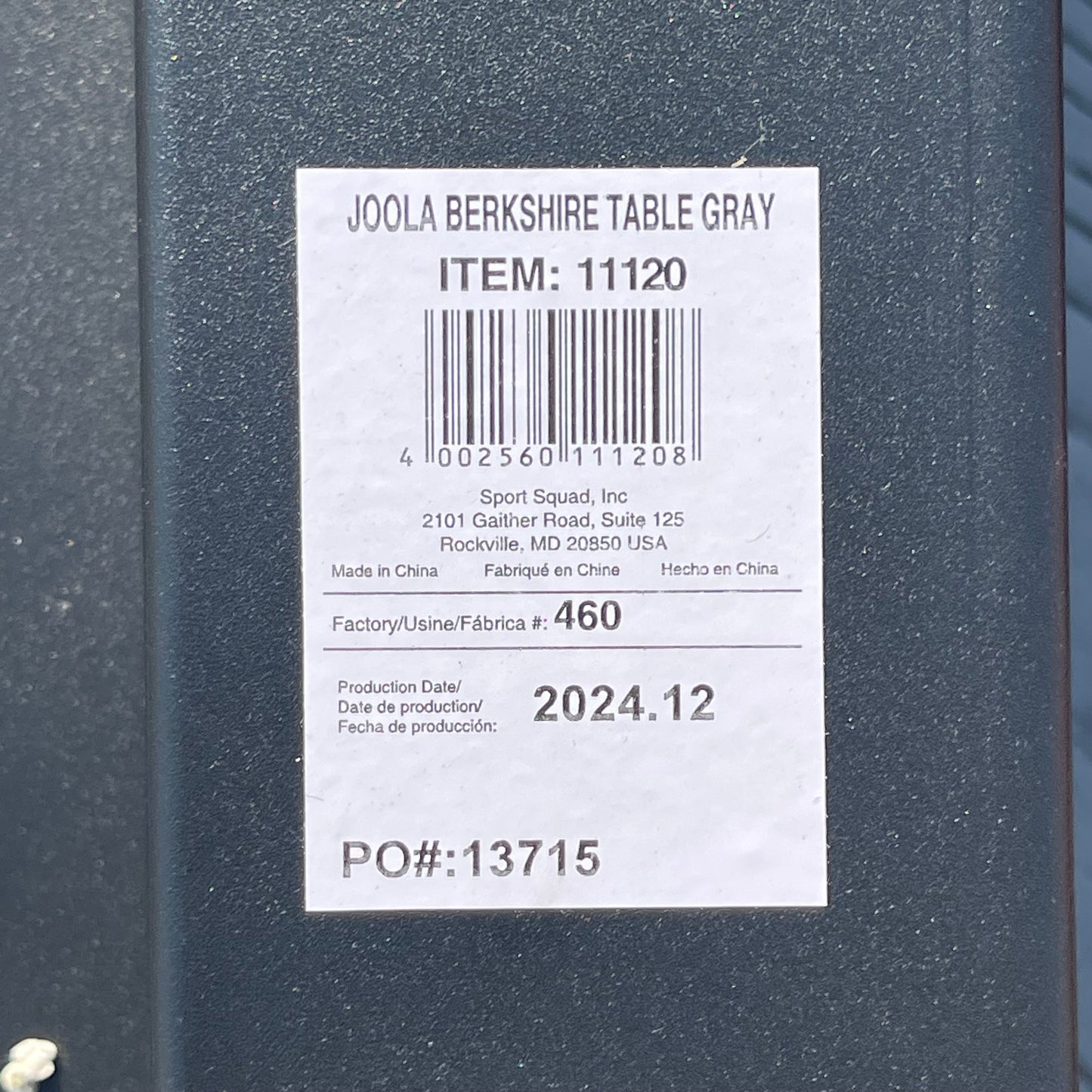 JOOLA Berkshire Ping Pong Table Tennis Grey (Good)