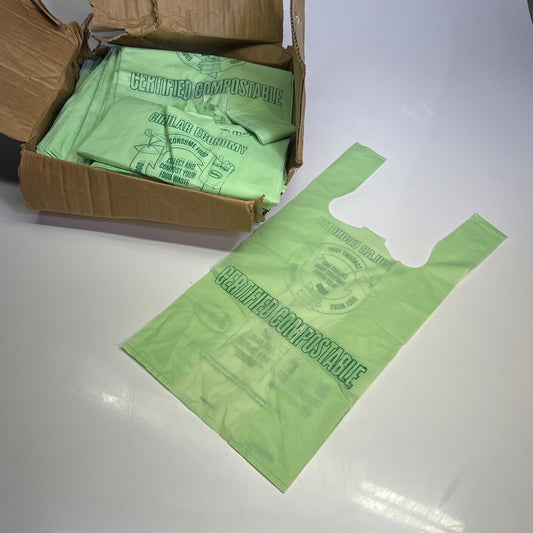 ZA@ BIOBAG Circular Economy Compostable Grocery Bags 16"x19" Green (Distressed) E