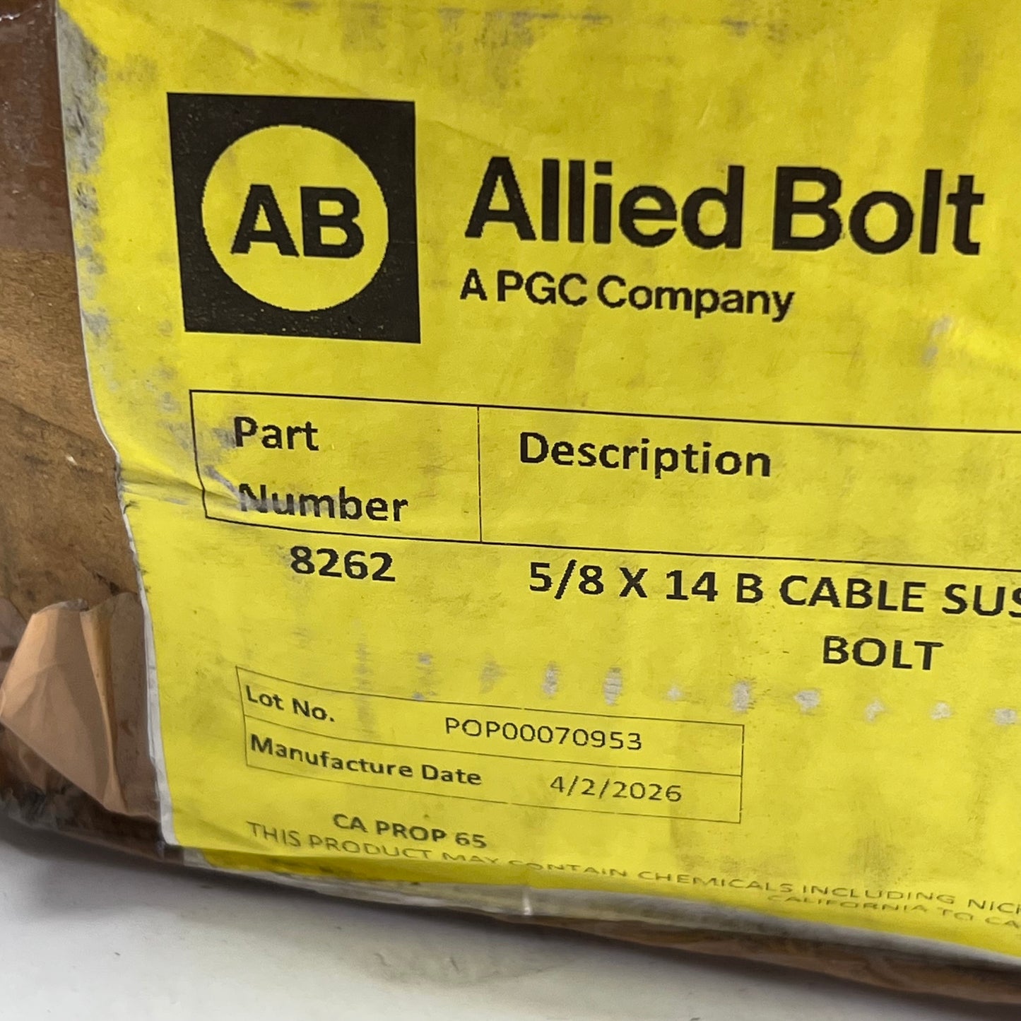 ALLIED BOLT (35 PACK) Cable Suspension Bolts Galvanized 5/8'' X 14'' B 8262