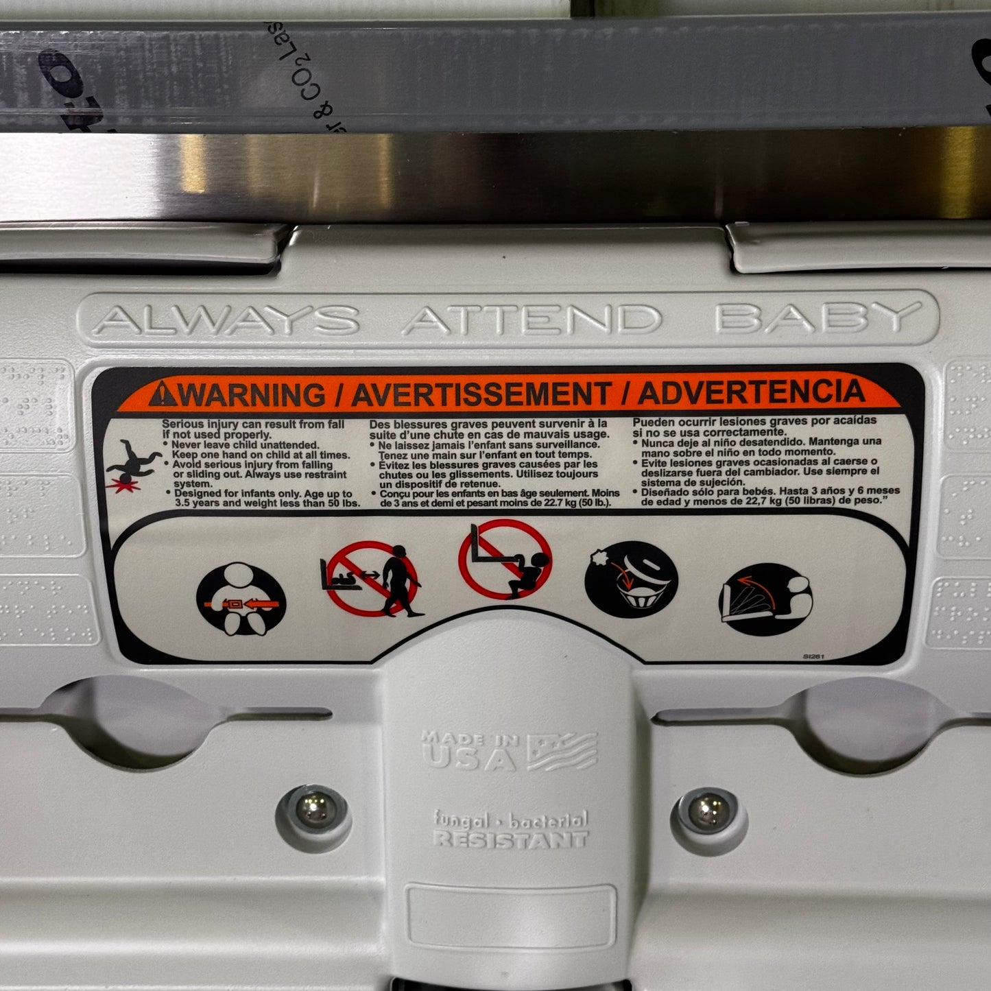 BRADLEY Diaper Changing Station 38"L x 22"H Gray 962-110000