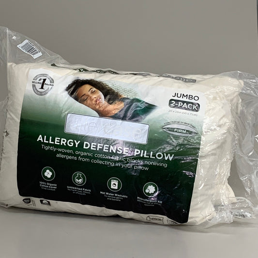 ZA@ ALLEREASE Jumbo Allergy Defense Organic Cotton Pillow White 1371188 AS-IS