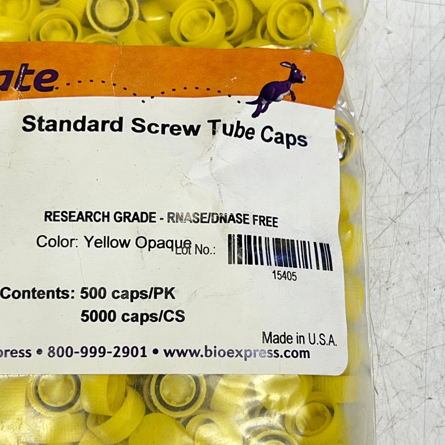 ZA@ GENE MATE (4 PACK, 500 EACH) Standard Screw Tube Caps  Yellow C-3326-Y