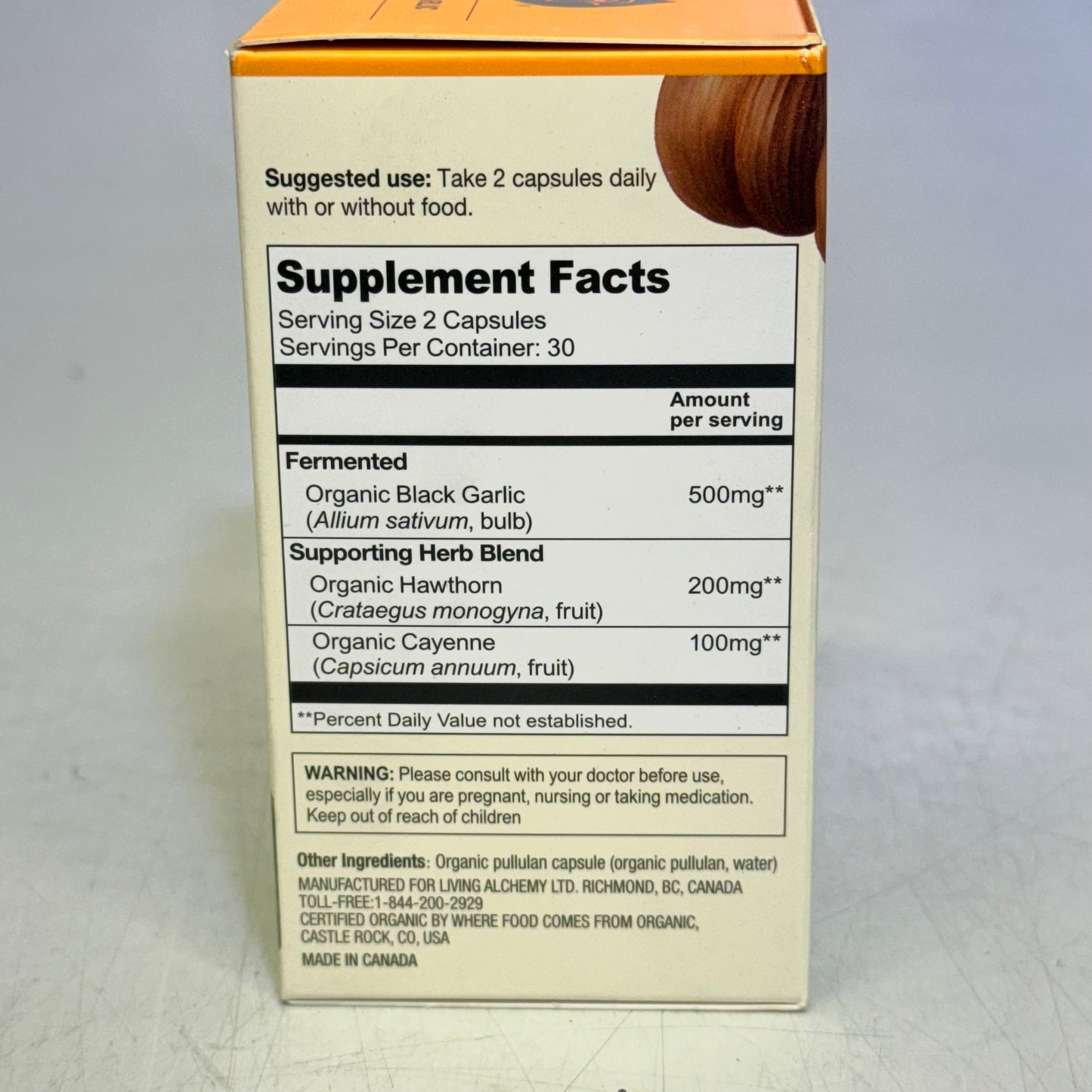 LIVING ALCHEMY Black Garlic Cardiovascular Support BB 09/27 60 Vegan Capsules