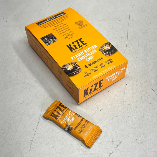 KIZE (24 PACK) Peanut Butter Chocolate Chip Protein Bars  1oz Each BB 03/27