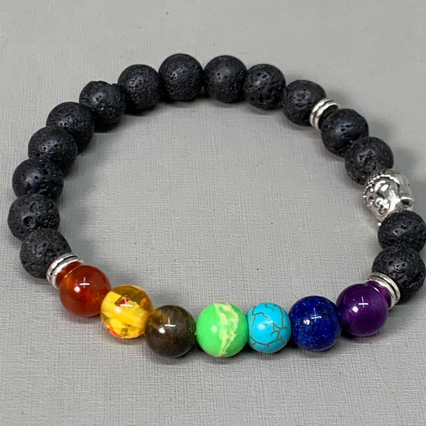 BEST WHOLESALE (12 PACK) Beaded Black-Rainbow Crystal Bracelets 3" Silver Head New