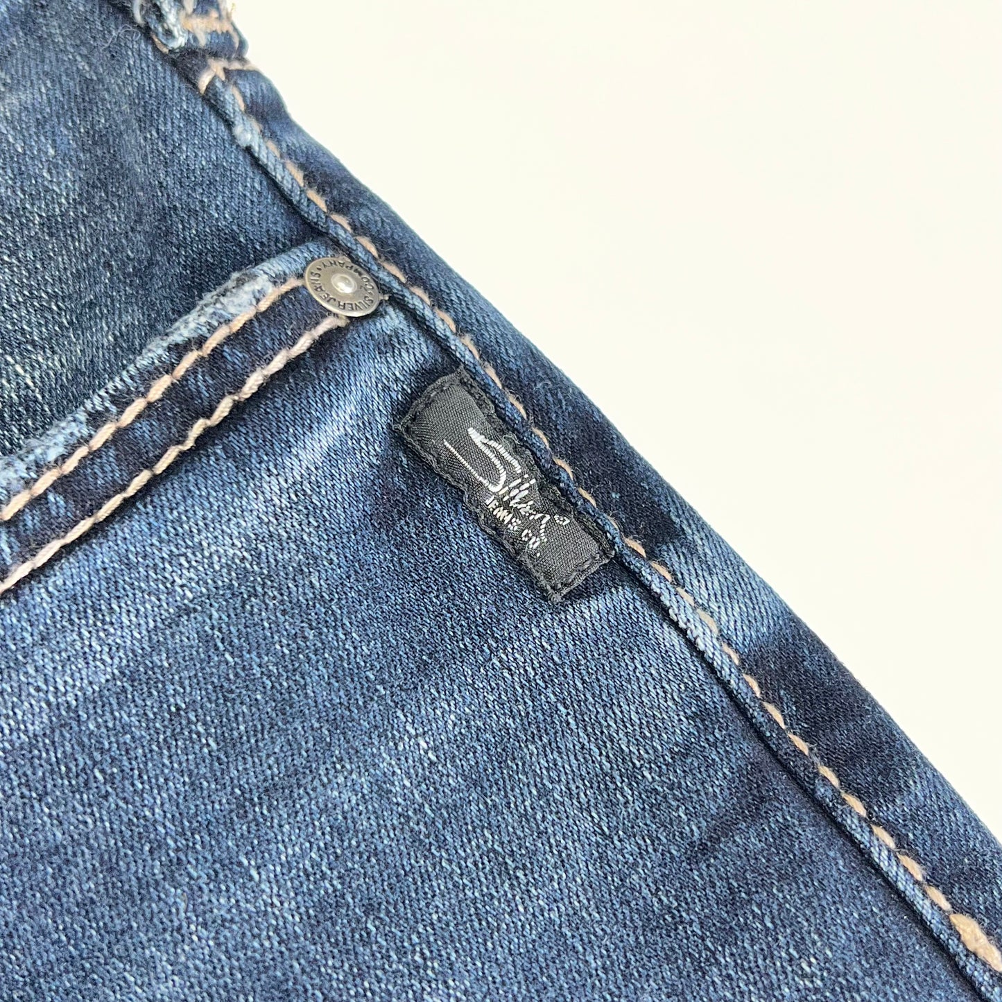SILVER JEANS CO Suki Curvy Mid Rise Straight Leg Women's Sz 18/33 Indigo W93413EDB359