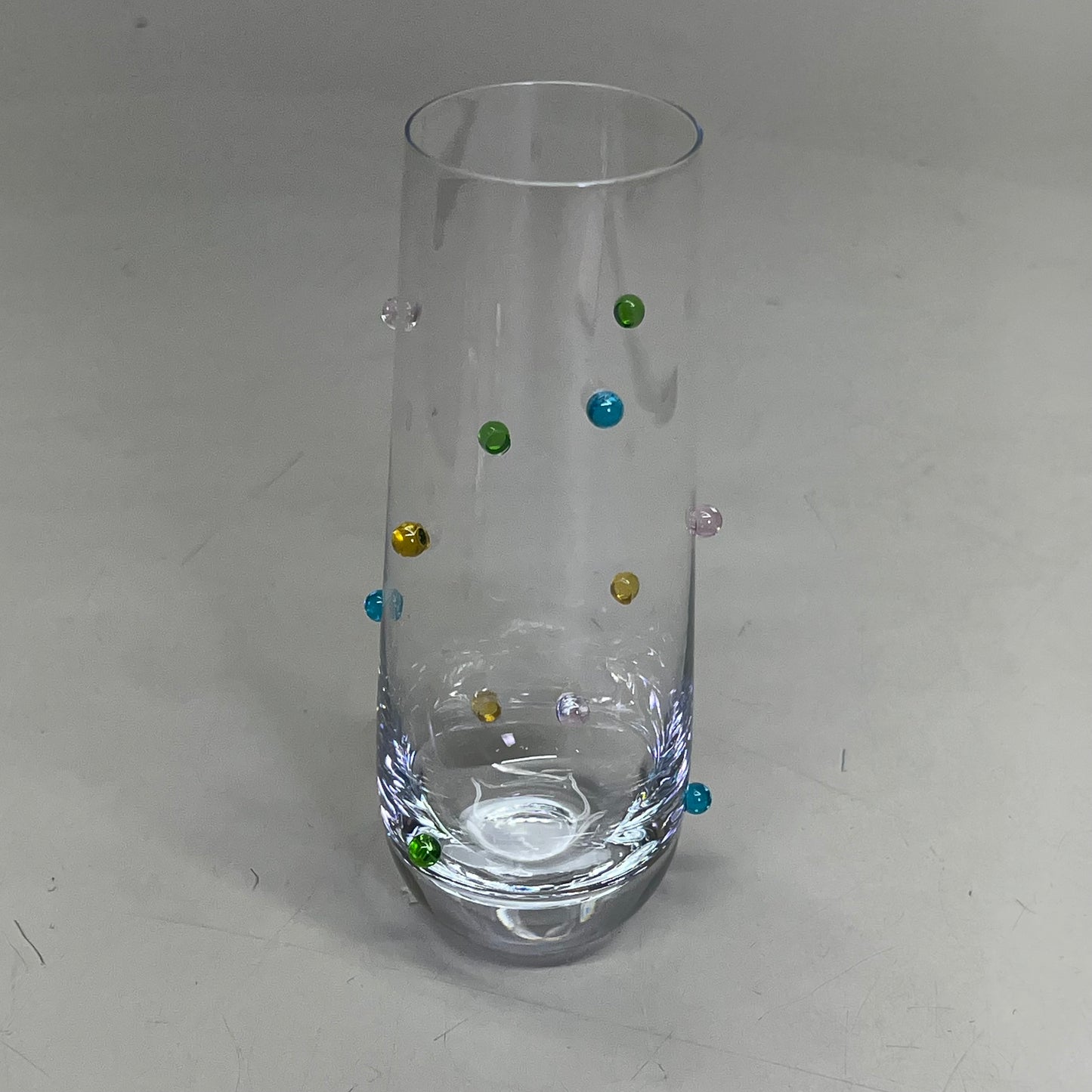 CREATIVE CO-OP (4 PACK) Handmade Drinking Glass Raised Dots 10oz Multicolor DG0848