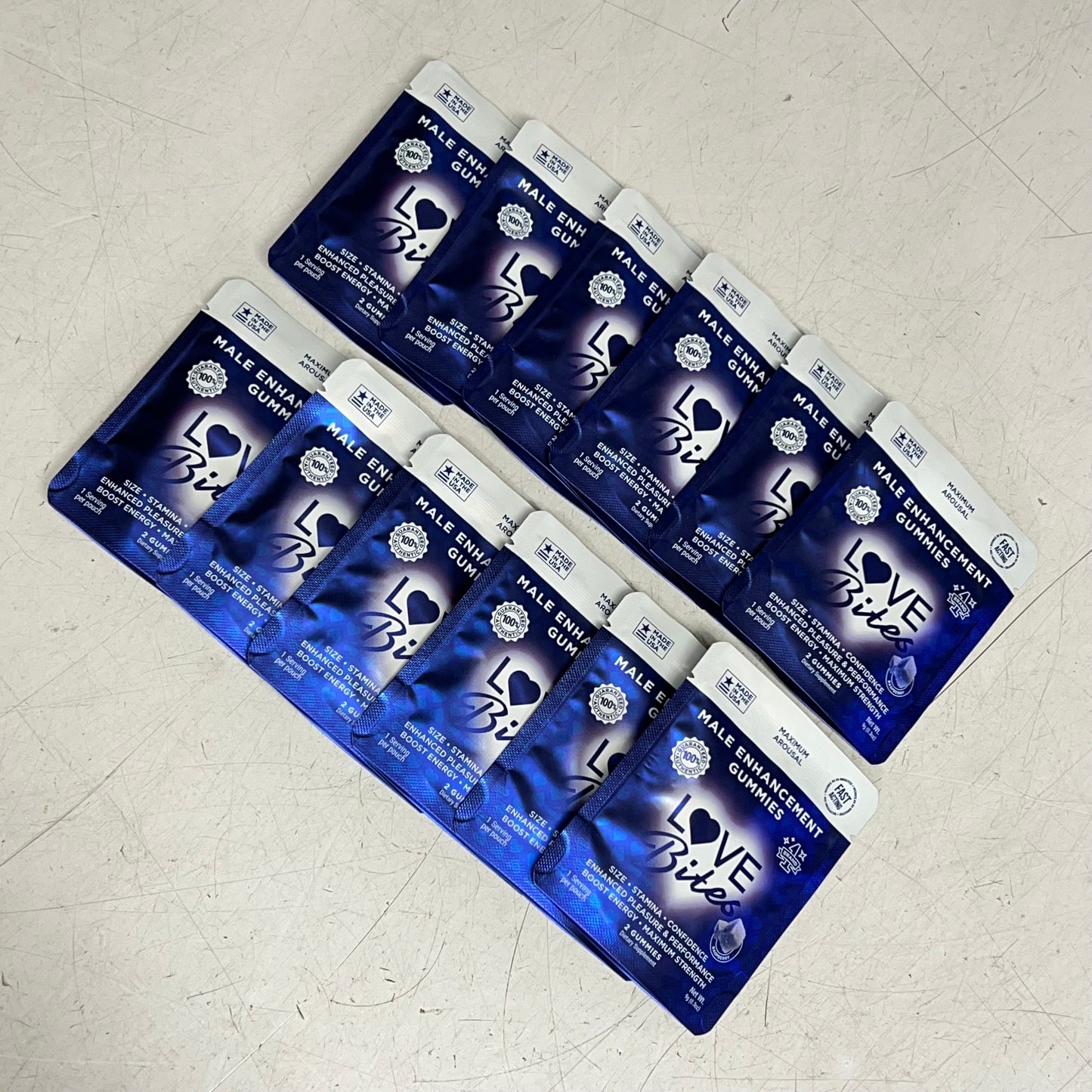 DOC JOHNSON (12 PACK, 1 Serving Each) Male Enhancement Gummies Raspberry BB 6/27