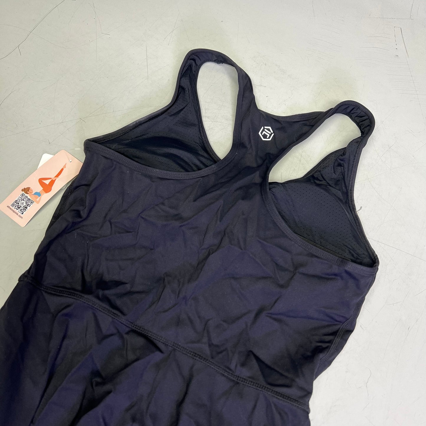 ATTRACO Racerback Athletic Dress W/ Breathe Mesh Shorts Women's Sz M Black (As-is)