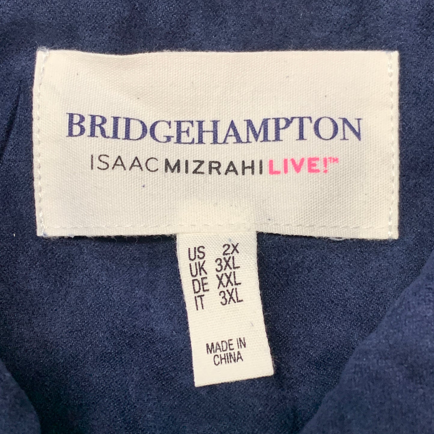 BRIDGE HAMPTON ISSAC MIZRAHI LIVE! Faux Suede Coat Full Snap Up Dark Navy Sz 2X