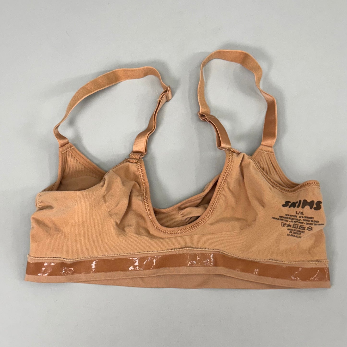 SKIMS Strong Support Seamless Bralette Pique Stitching Women's Sz L/XL Bronze