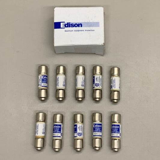 EDISON 10PK! Class CC Time-Delay 600v 12a Fuses EDCC12