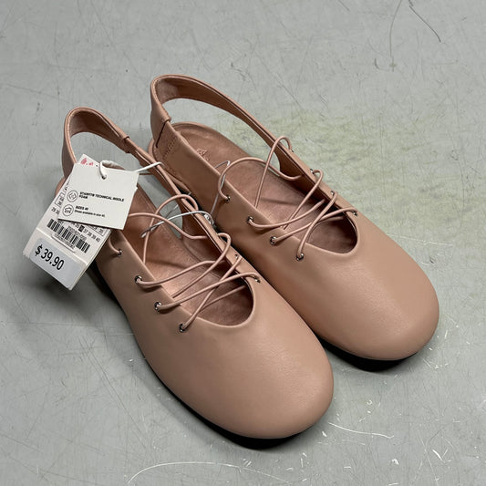 ZA@ ZARA Leather Stretch Ballet Shoes Lace Up Women's Sz 36 Pale Pink
