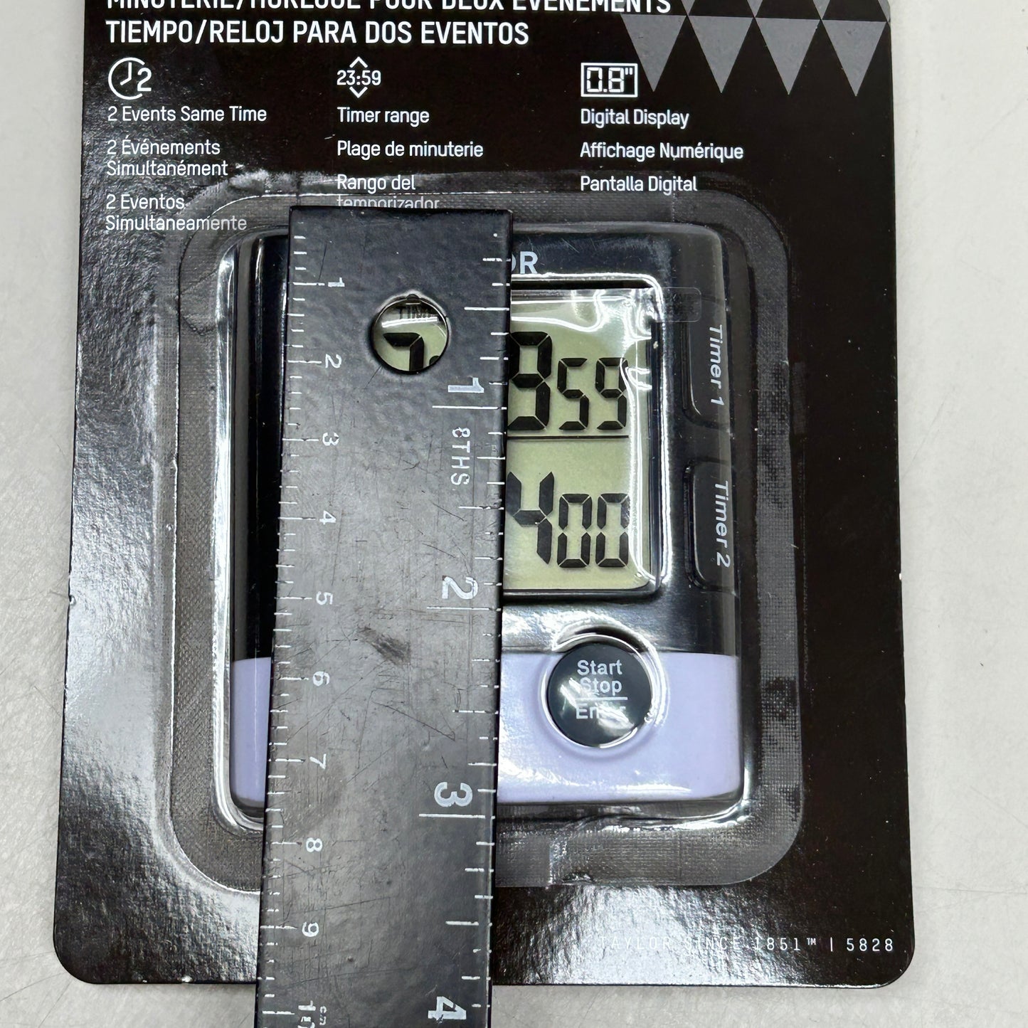 TAYLOR Dual Event Timer with Clock 0.8" Digital Display 5828 (New)