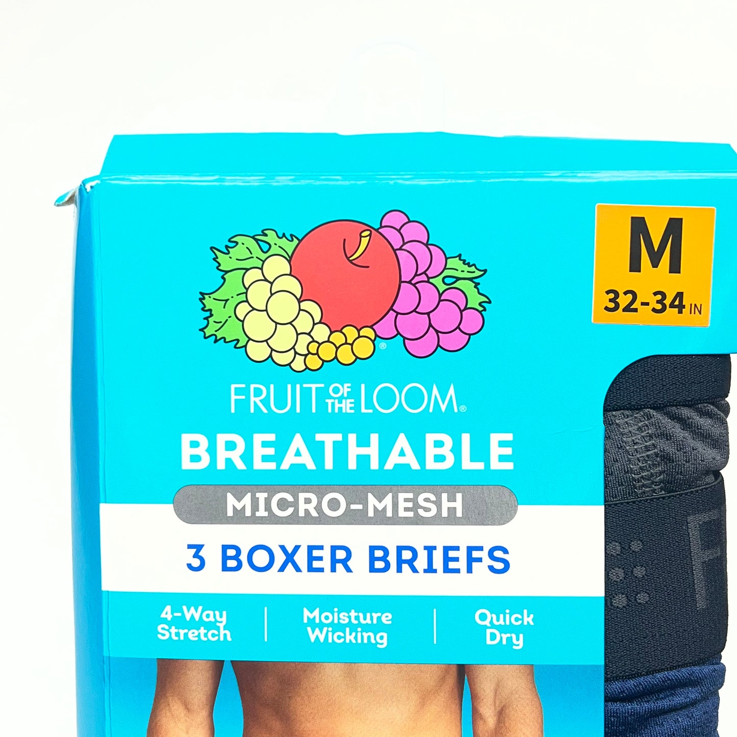 ZA@ FRUIT OF THE LOOM (3 PACK) Breathable Cotton Micro-Mesh Boxer Briefs Men's Sz M Multicolor BW3BBC2