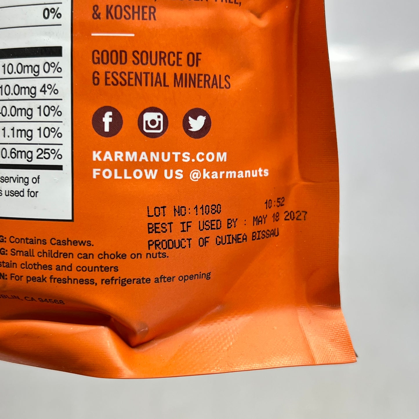 KARMA (6 PACK) Golden Turmeric Air Roasted & Wrapped Cashews  7oz BB 05/27