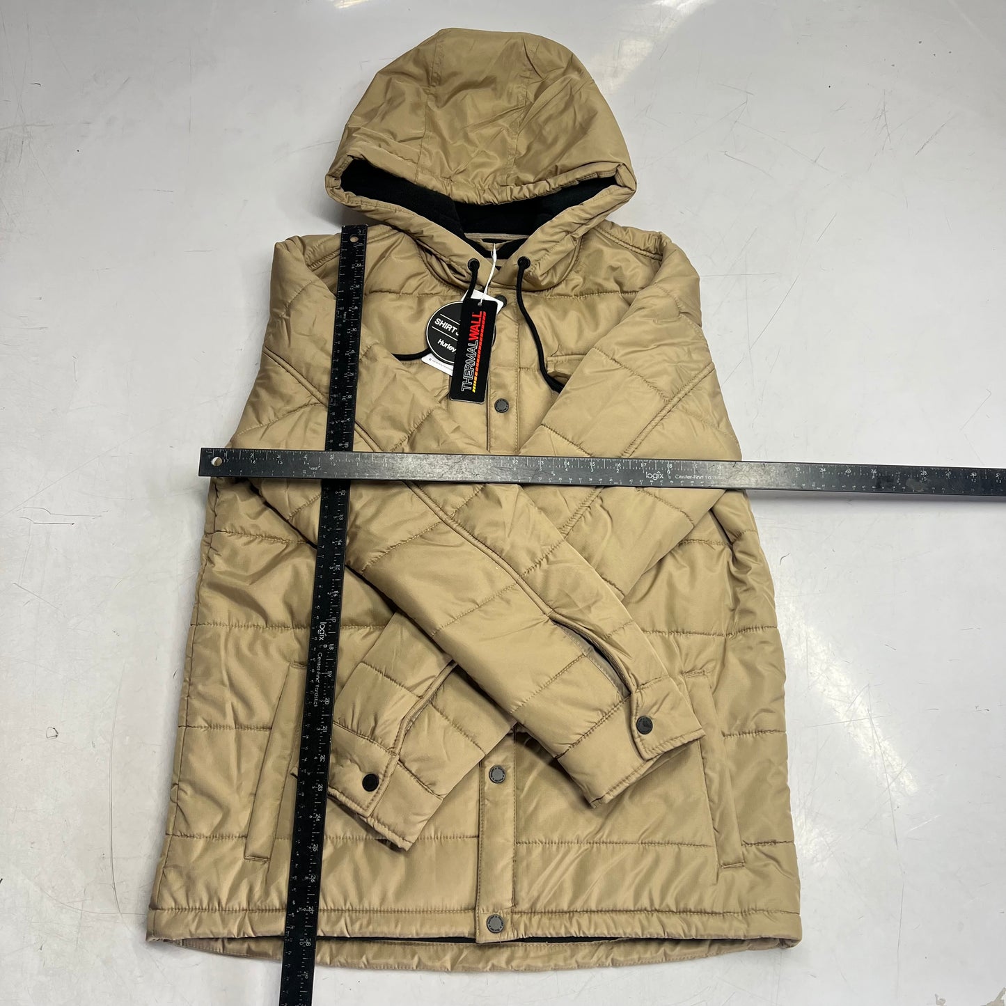 HURLEY Fanes Hooded Shirt Coat Jacket Thermal Wall Men's Sz M Khaki H6N419FE