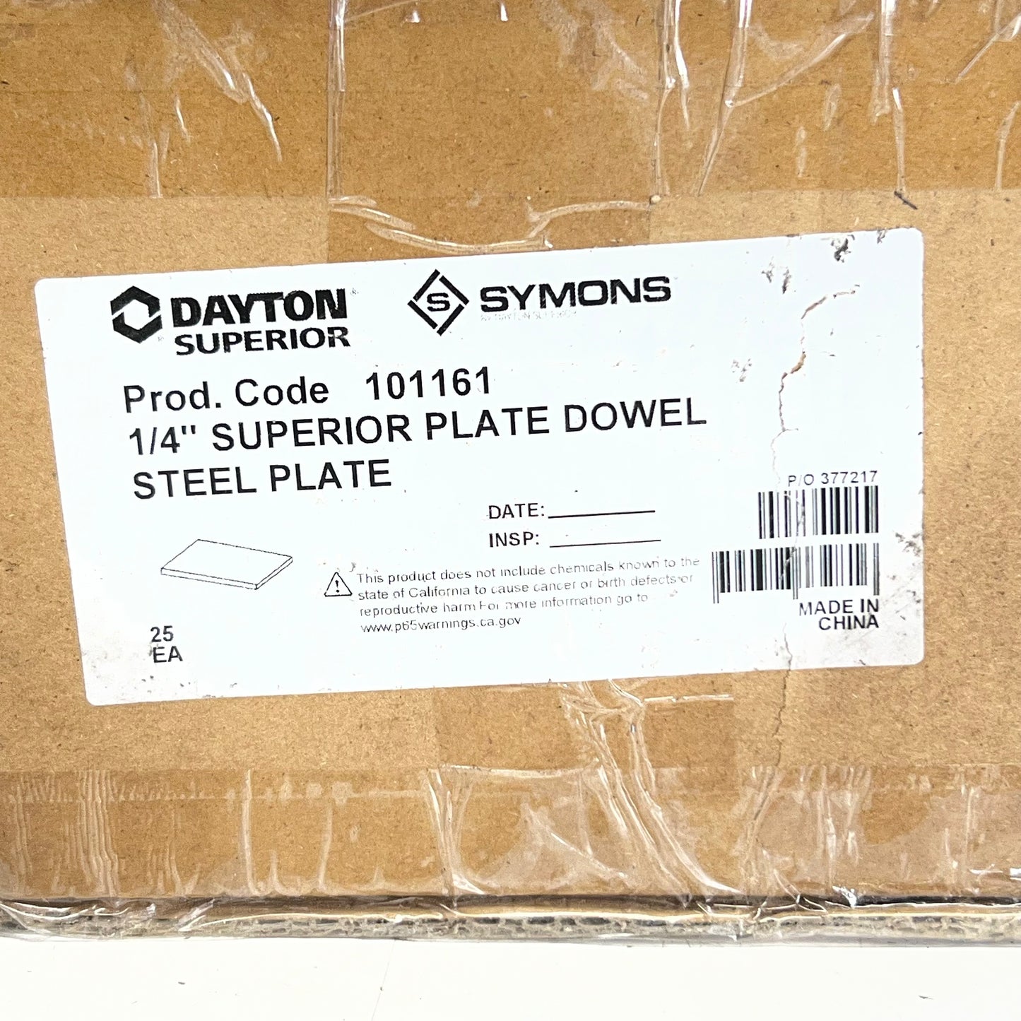 DAYTON (25 PACK) 1/4" Superior Plate Dowel Steel Plate 101161