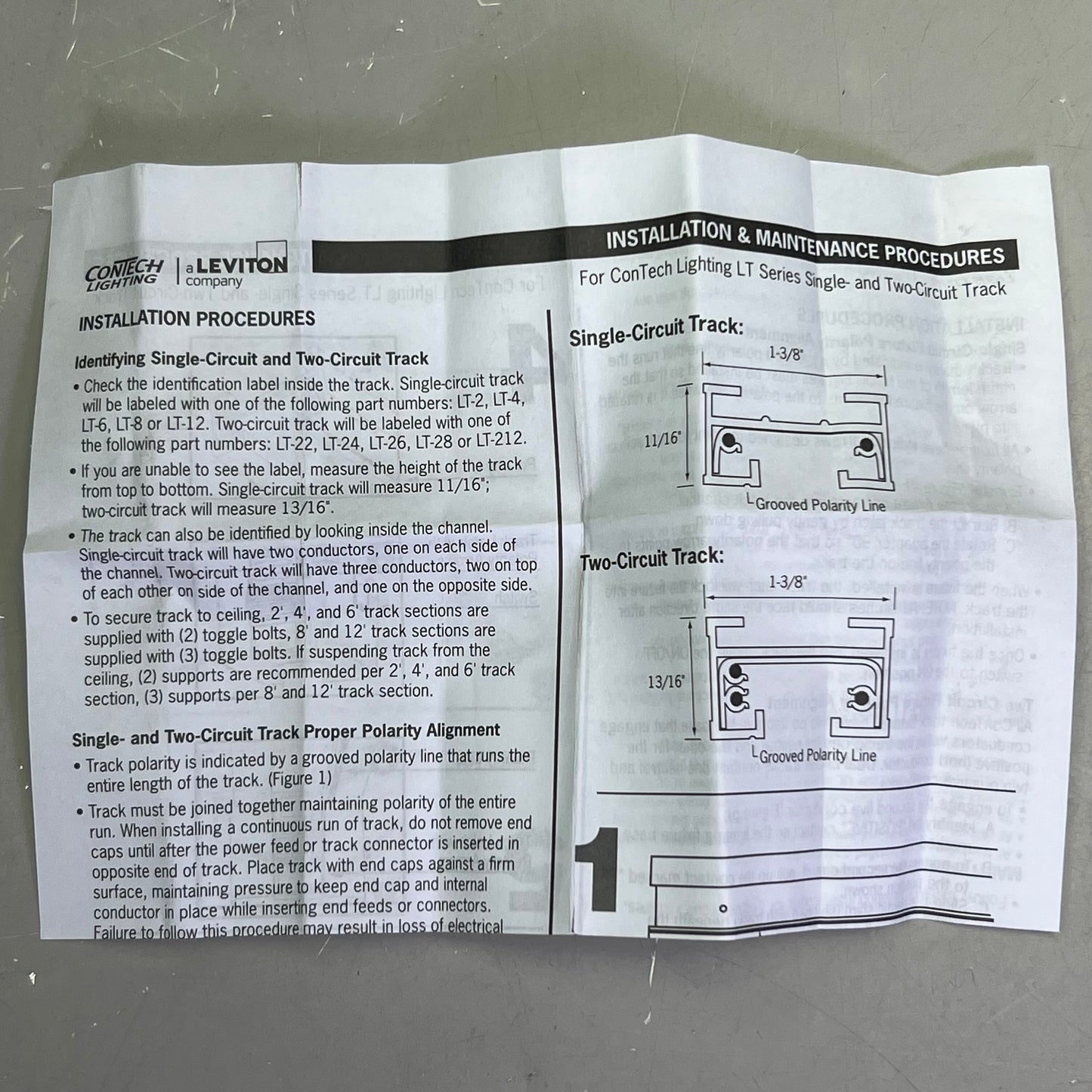 LEVITON Single Circuit Track Lighting Sz  4’, White Finish LT4P