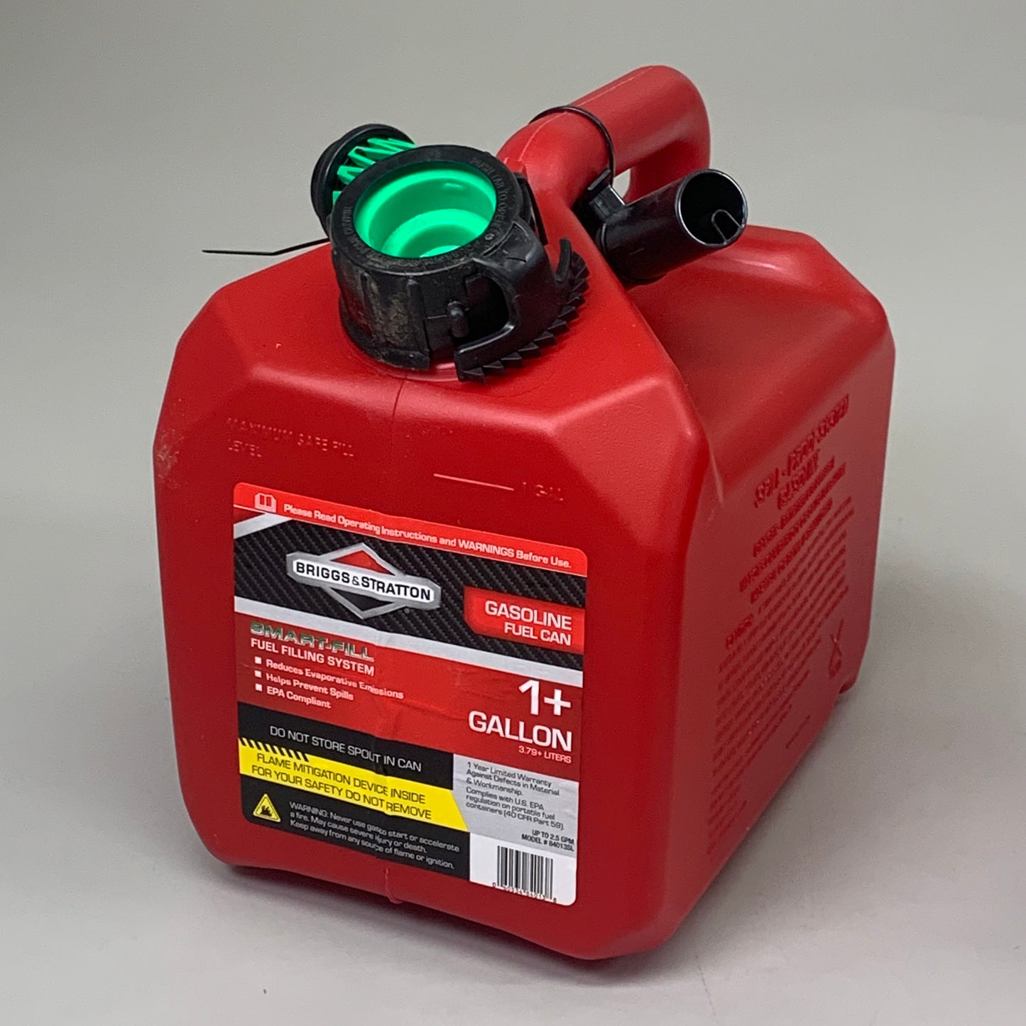 ZA@ BRIGGS & STRATTON (2 PACK) Smart-Fill Gasoline Fuel Can 1+ Gallon Comes w/ Pour Nozzle Red/Black 84013SL