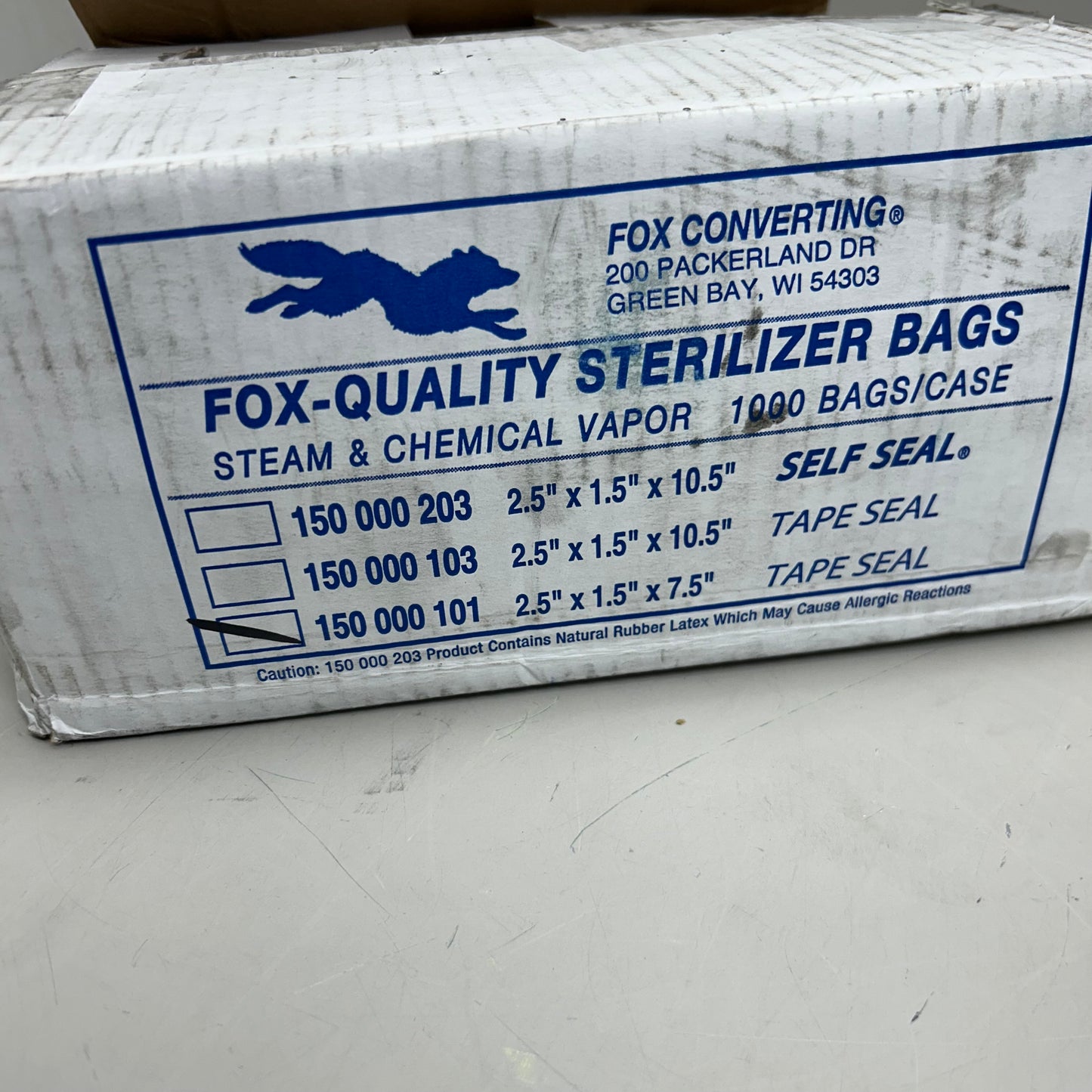 FOX CONVERTING  (1 Box, 1000 Bags) Tape Seal Sterilizing Bags 2.5"x1.5"x7.5" 150000101 (New Other- Damaged Packaging)