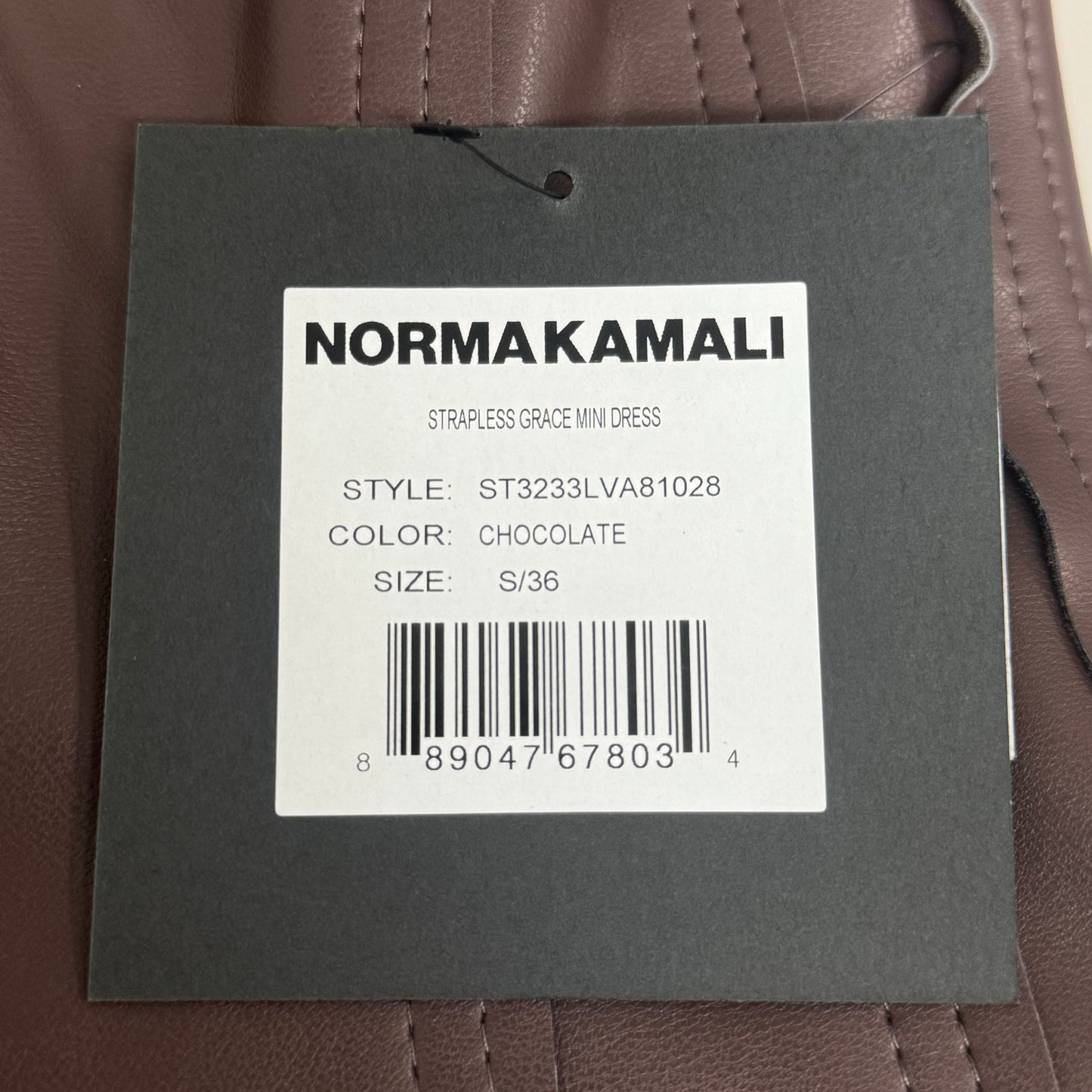 NORMA KAMALI Strapless Grace Mini Dress Unlined Women's Sz S/36 Chocolate