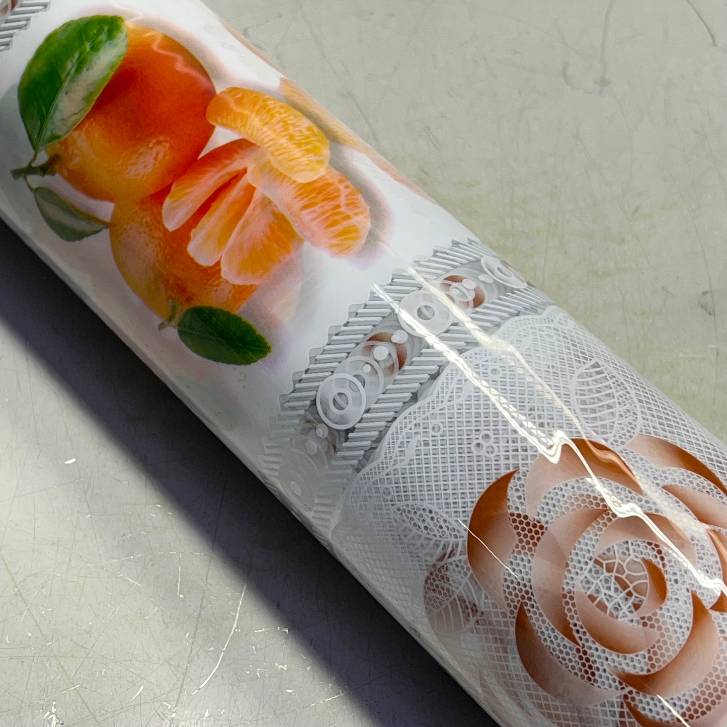 PVC Glossy Patchwork Faux Lace Floral Fruit Table Cloth 54"x60' Clear/Multicolor