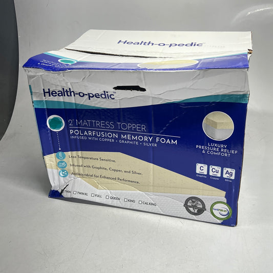 HEALTH-O-PEDIC Pressure Relief Gel Hybrid Memory Foam Mattress Topper Twin Tan