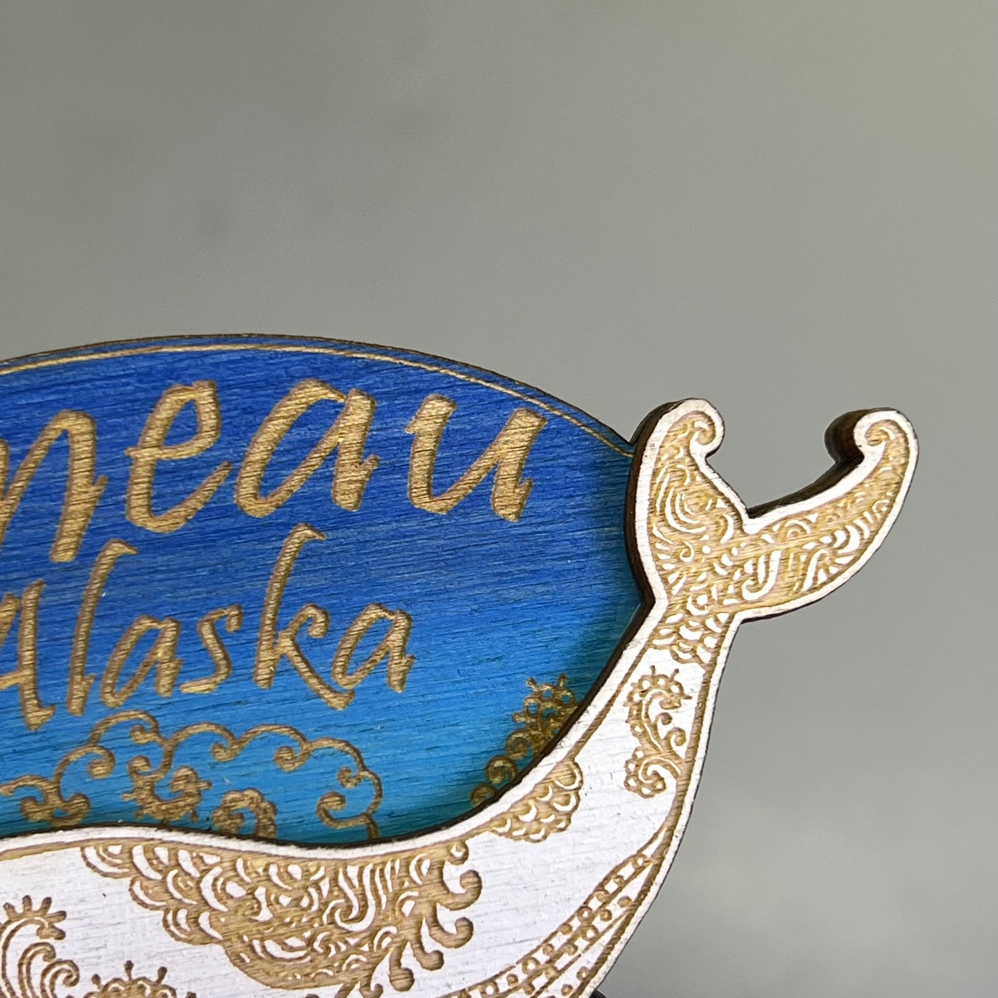 Z@ (2 PACK) Paisley Whale Laser Cut Wood Magnet Souvenir JUNEAU, AK Made In USA