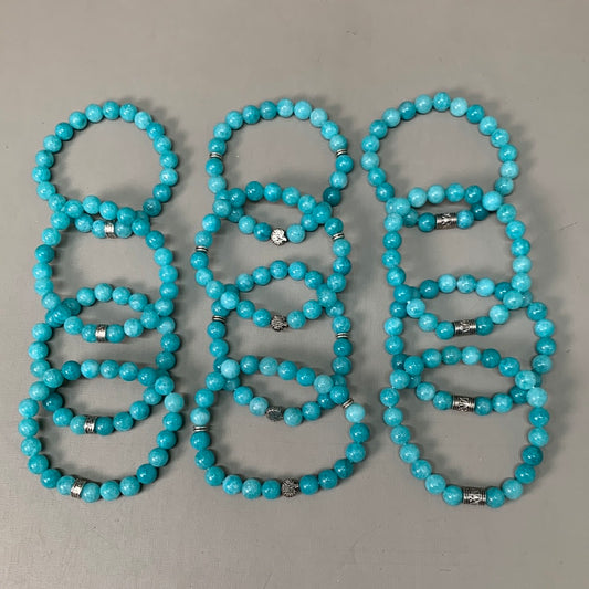 BEST WHOLESALE (12 PACK) Beaded Turquoise Crystal Bracelets 3" Variety Pack New