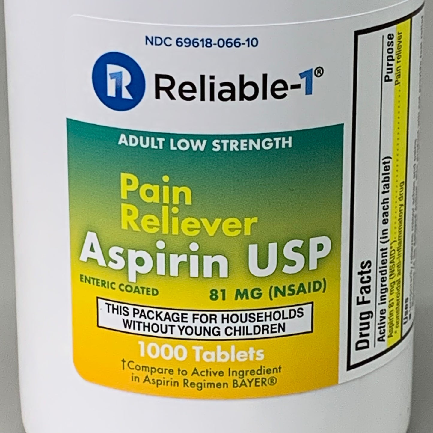 RELIABLE 1 (3 PACK!) Asprin 81 mg EC Tablets 223049 BB-06/2025