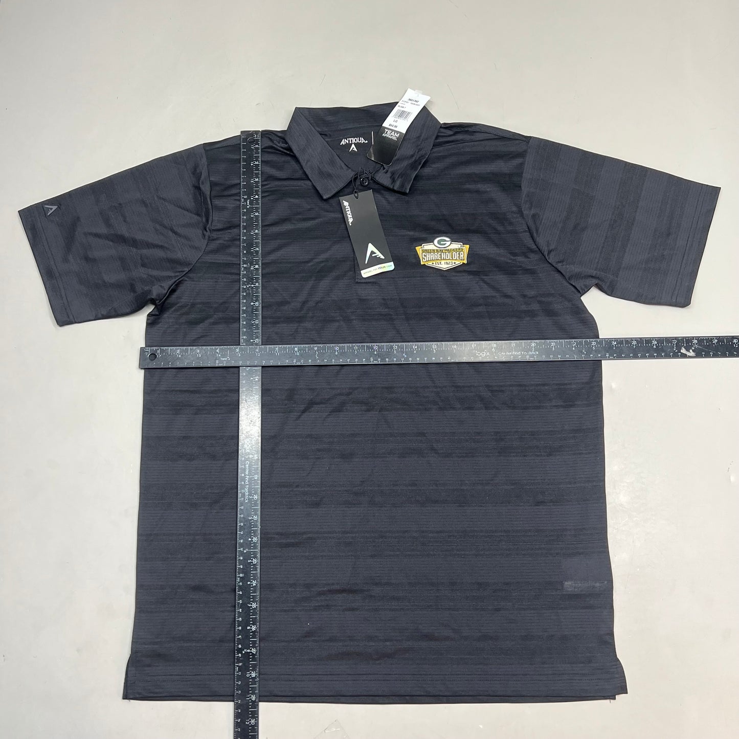 ANTIGUA Green Bay Packers NFL Team Apparel Polo Shirt Men's Sz L Black 3601392