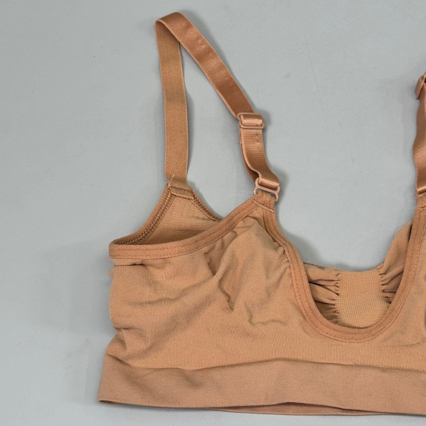 SKIMS Strong Support Seamless Bralette Pique Stitching Women's Sz L/XL Bronze