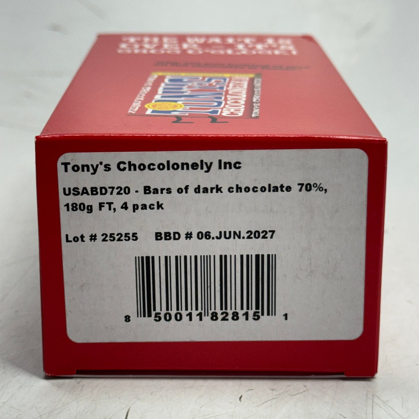 TONY'S (4 PACK) Chocolonely 70% Dark Chocolate Bar 6.35oz BB 06/27