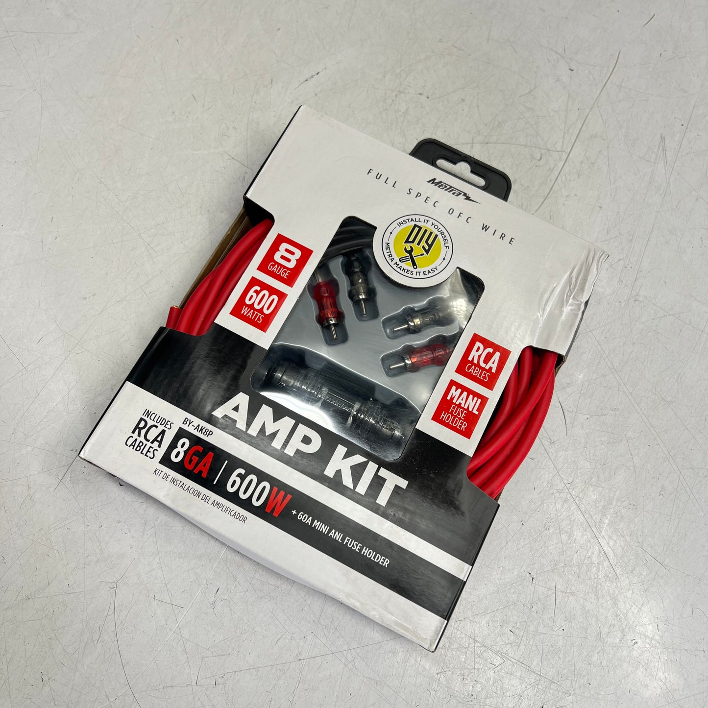 METRA Complete Amp Kit 17" Power 3" Ground 20" Remote 8 AWG 40 AMP Red BY-AK8P