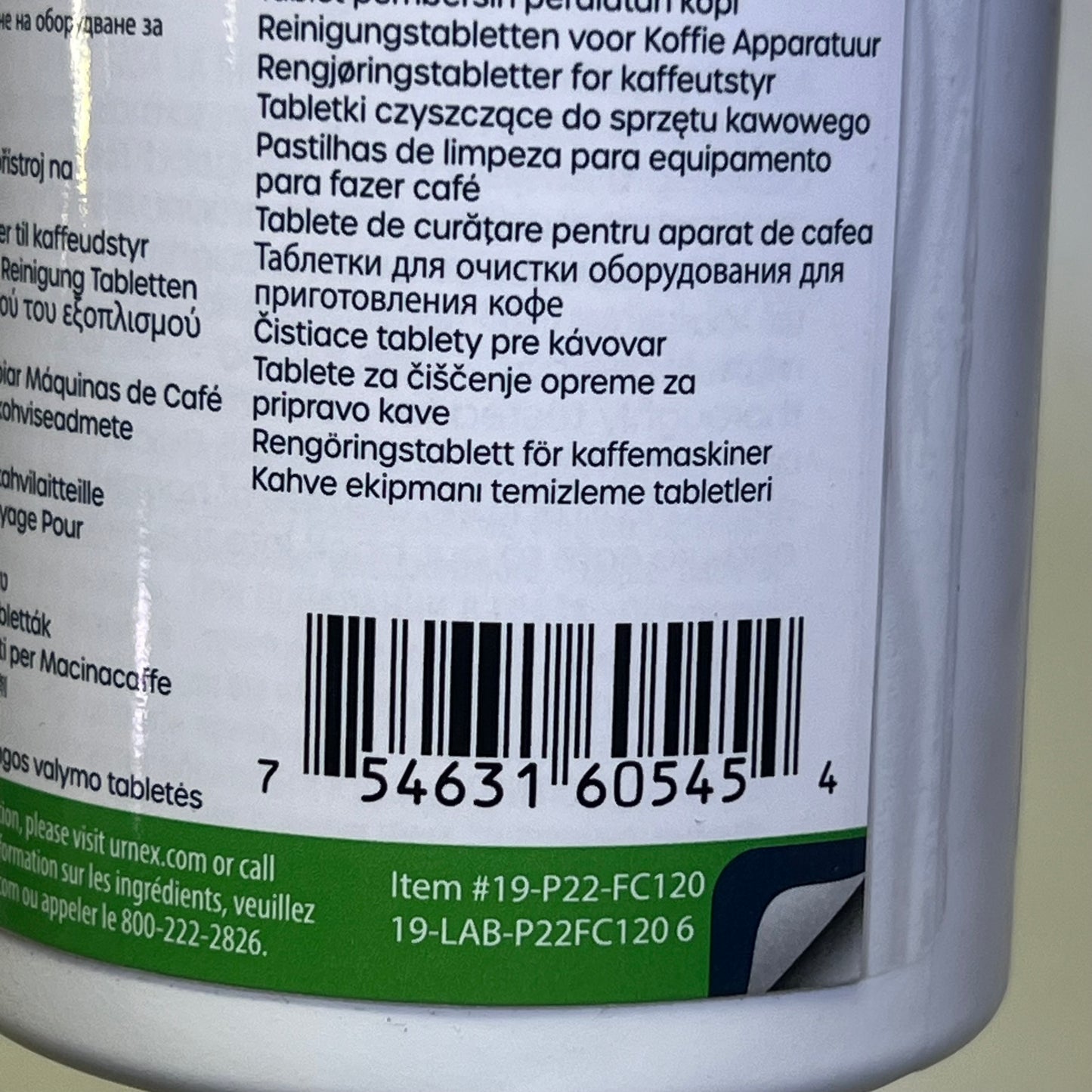 URNEX (2 PACK) Biocaf Coffee Equipment Cleaning Tablets 120 Tablets White