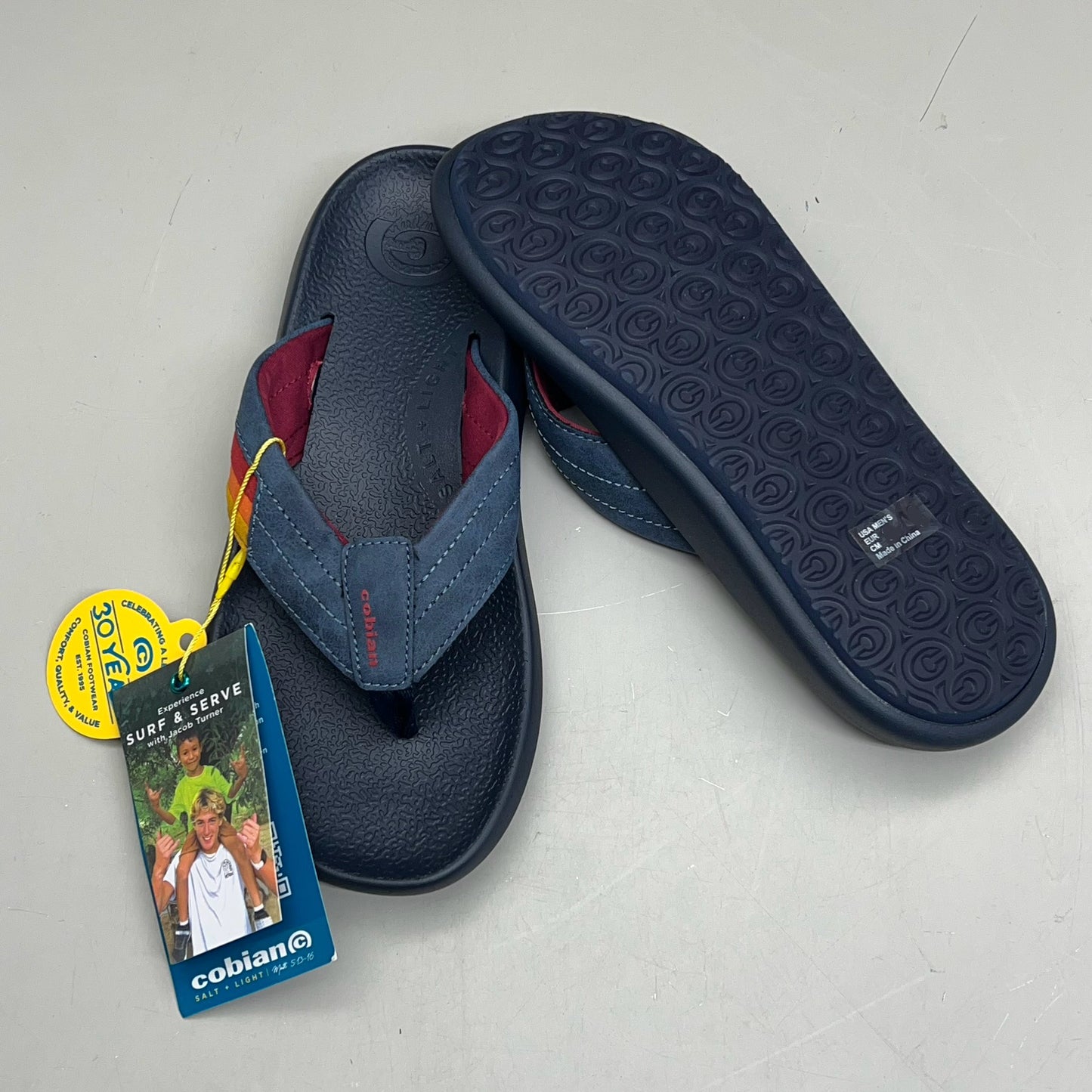 COBIAN Kandui Synthetic Leather Strap Sandals Men's Sz 8, EU 39.5 Navy KAN25-410-8