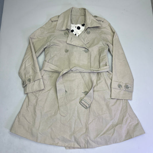 CAROLINA HERRERA Trench Coat Dot 55% Silk Lined Women's Sz S Khaki (Pre-Owned)