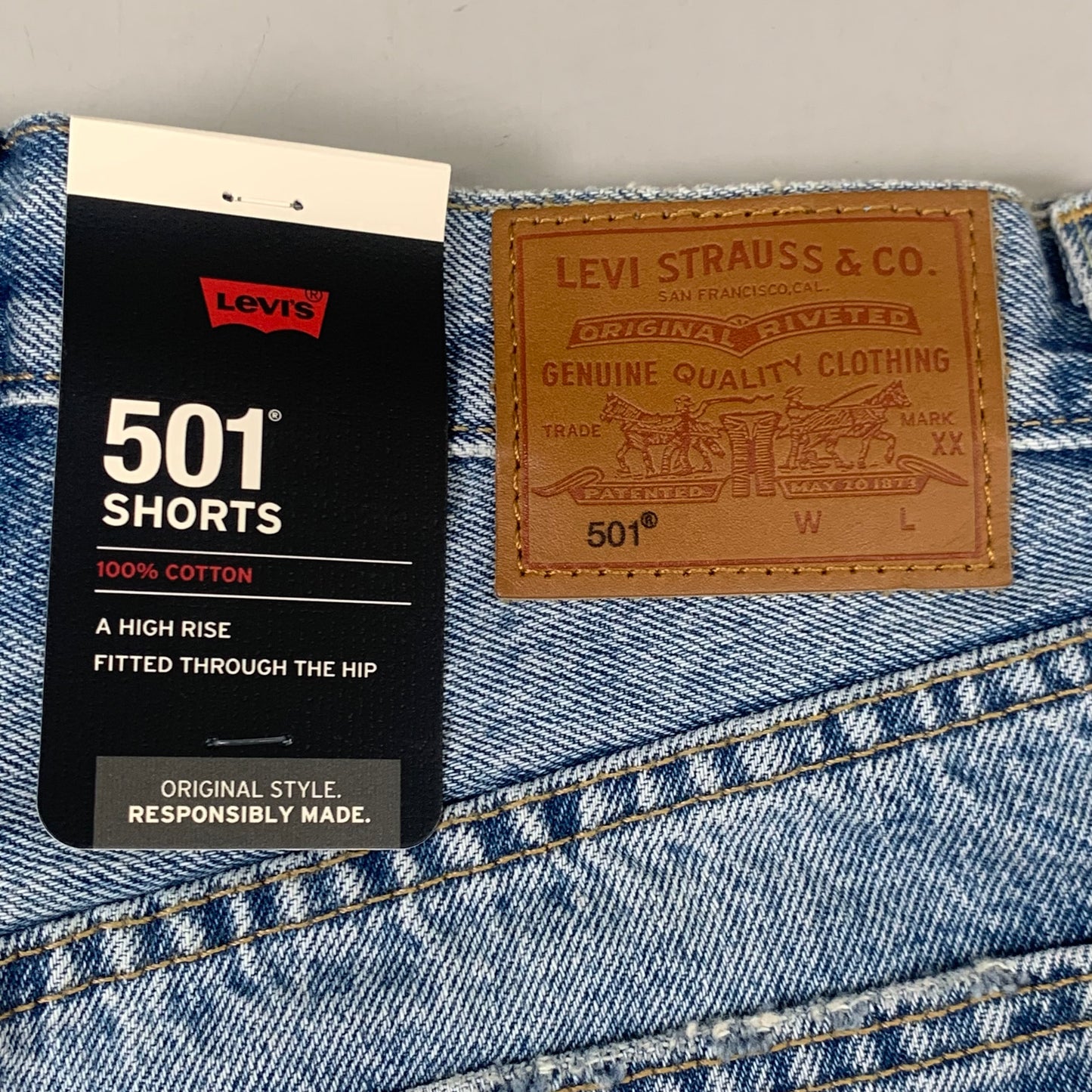 LEVIS 501 Original Fit High Rise Shorts Medium Wash Women's Sz 26 Mega Vibe Blue