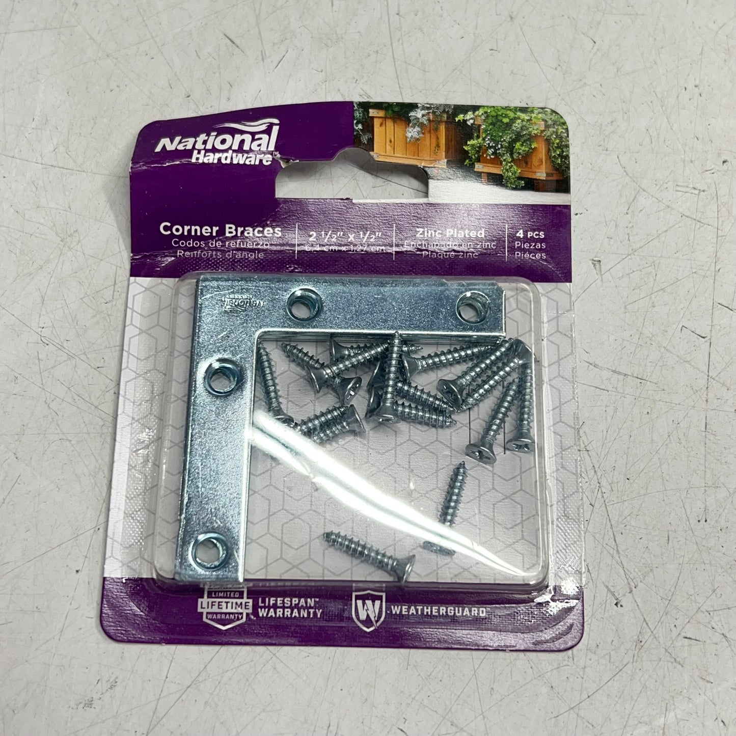 NATIONAL HARDWARE (LOT OF 4) Outdoor Hardware, Self Adjusting Latch, Safety Hasp & Corner Braces Silver/Black