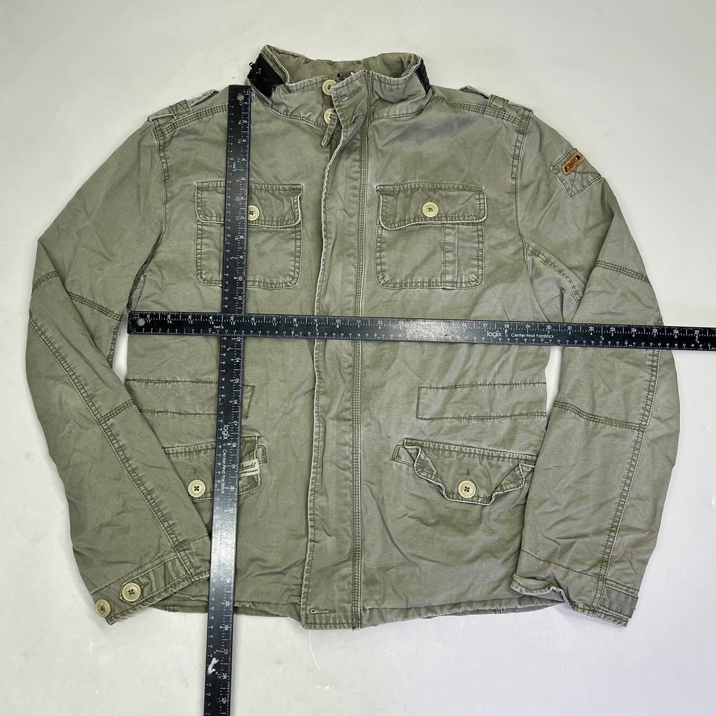 BRANDIT Military Jacket Vintage Cotton Inside & Out Men's Sz M Vintage Green
