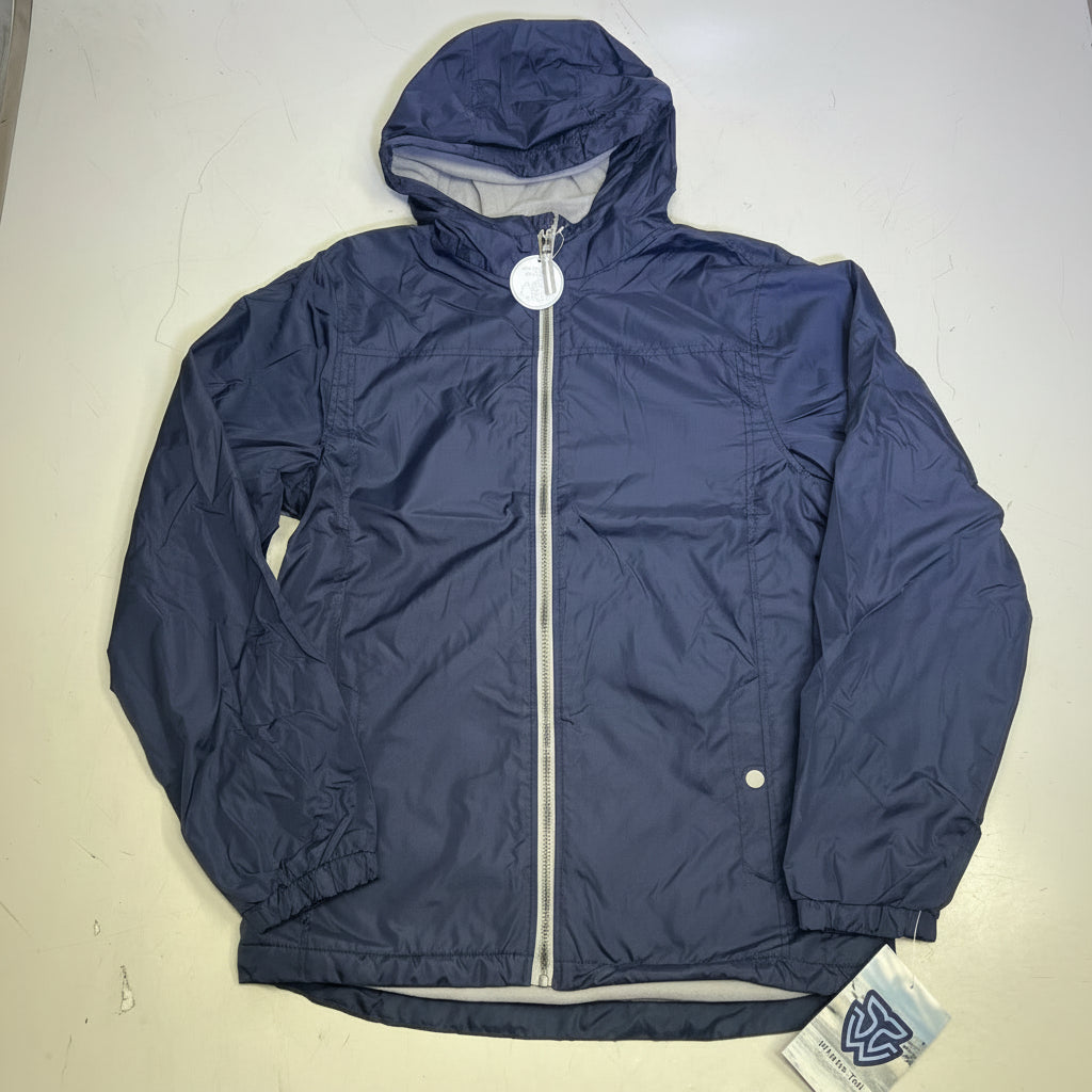 WHALES TAIL PERFORMANCE WEAR Fleece Lined Windbreaker Jacket Boys Sz L Navy Blue